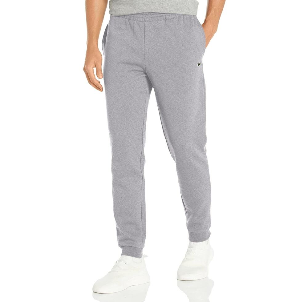 LACOSTE Men's Core Fleece Tapered Fit Joggers Size 6 XL Grey Elastic Waist NWT